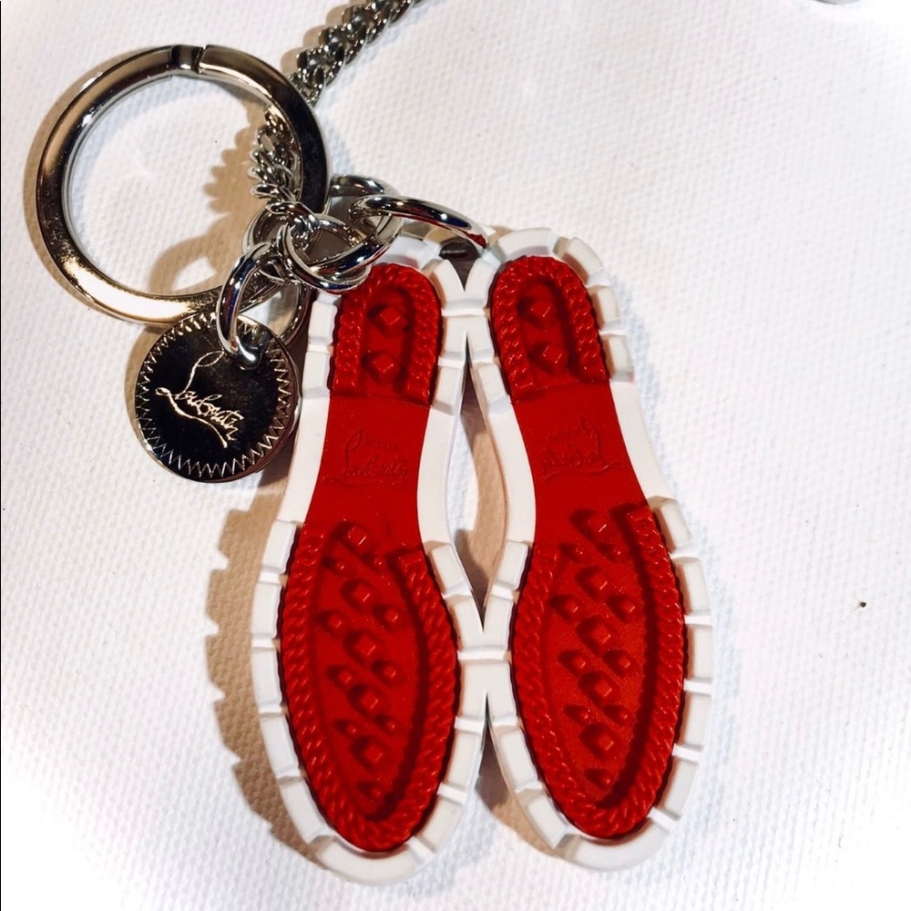 Christian Louboutin - Lug Sole Keyring in White/Red/Silver - New!